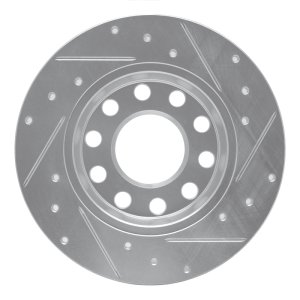 Audi A4 Brake Rotor (1) - Rear Left - R1 Concepts - Drilled & Slotted - Silver - `00-`08